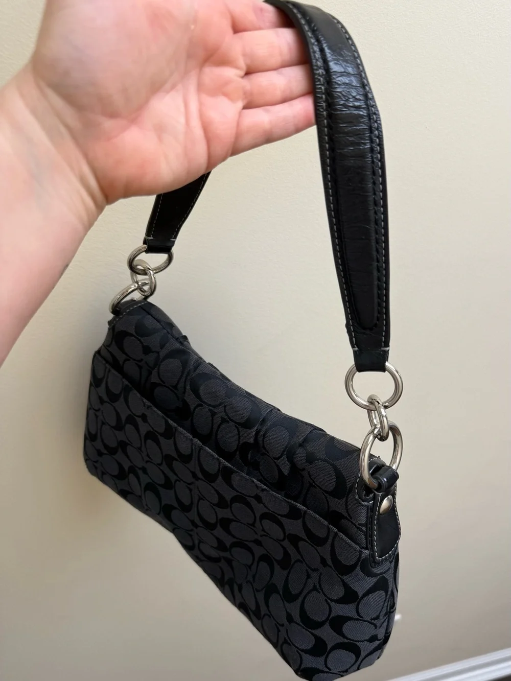 Coach Y2K Black Signature C Jacquard Soho Buckle Shoulder Bag Purse F17093 EUC